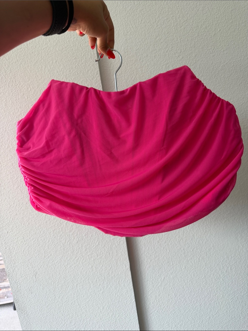 Bright Hot Pink Ruched Strapless corset Top
